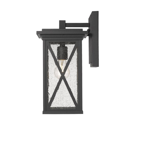 Brookside 1 Light Outdoor Wall Sconce, Black And Clear Seedy